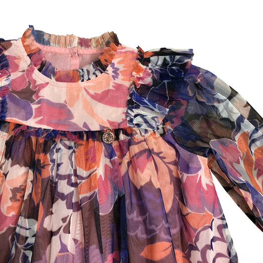 Angel & Rocket Girls Floral Dress Age 6-7 Frock Long Sleeve