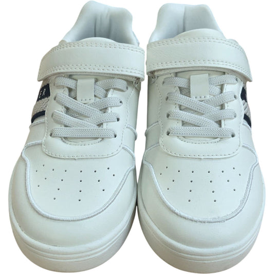 White Kids Trainers Unisex Velcro Strap & Laces