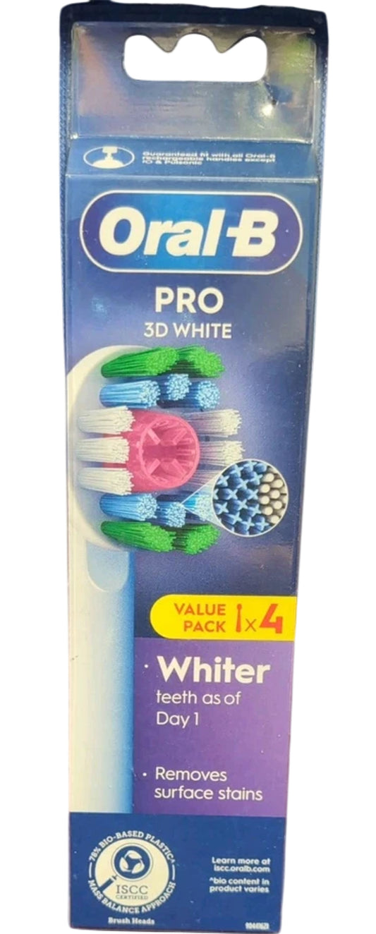 ORAL-B Pro 3D White Replacement Toothbrush Heads Value Pack 4 Count Whiter Teeth