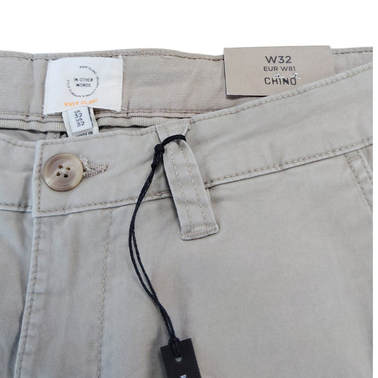 River Island Chino Shorts W32 Men's New Grey Comfortable Casual Style