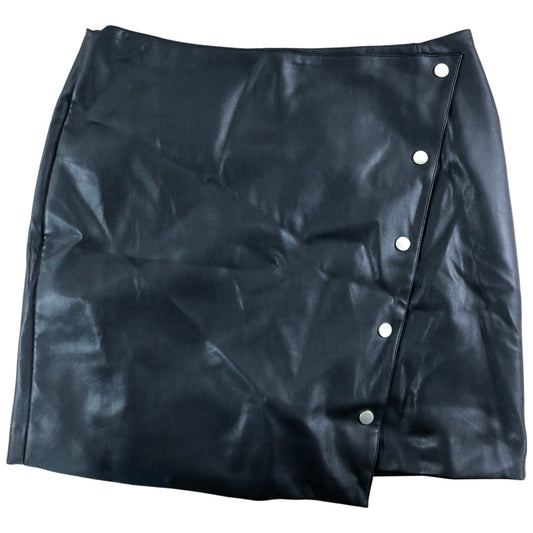 Women's Black Faux Leather Pencil Skirt Size 8 With Zip Detail Modern Style
