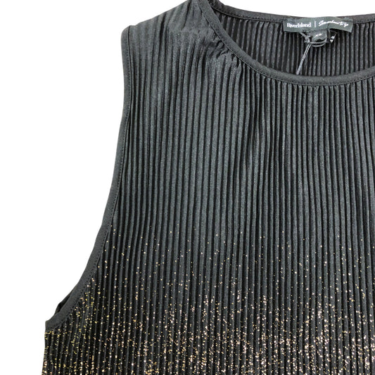 River Island Women's Sleeveless Top UK XS Gold Shimmer Pleated Style Black