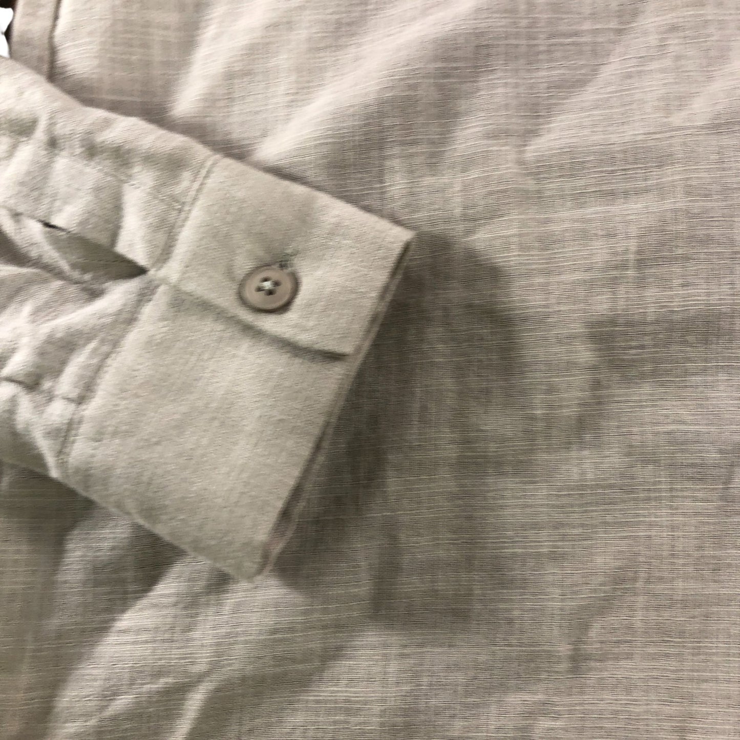 River Island Linen Look Shirt Men M Beige Cotton Long Sleeve Pocket Button Up