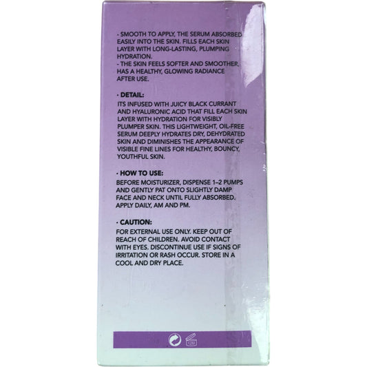 RoyueS Black Currant Plump Hyaluronic Serum 75ml Hydrate Face Glow Care