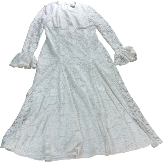 Club L London UK12 Women's Cream Lace Long Sleeve Midi Dress