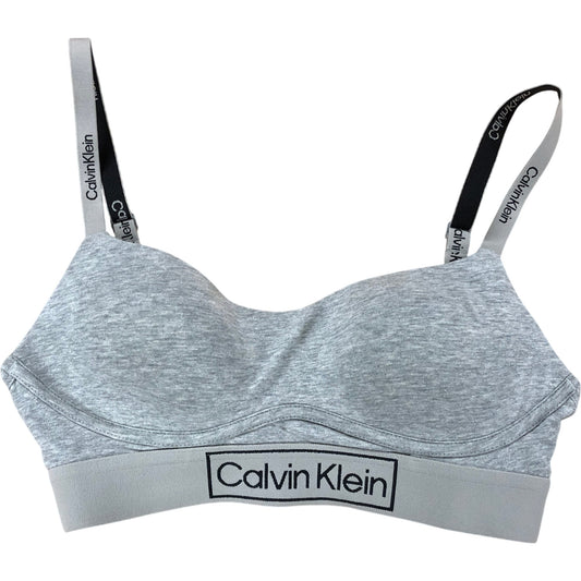 CALVIN KLEIN Sports Bra Small Grey Women's Comfortable Cotton Blend Design