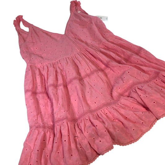 River Island Pink Cotton Flare Dress Women's Casual Sleeveless V Neck XS