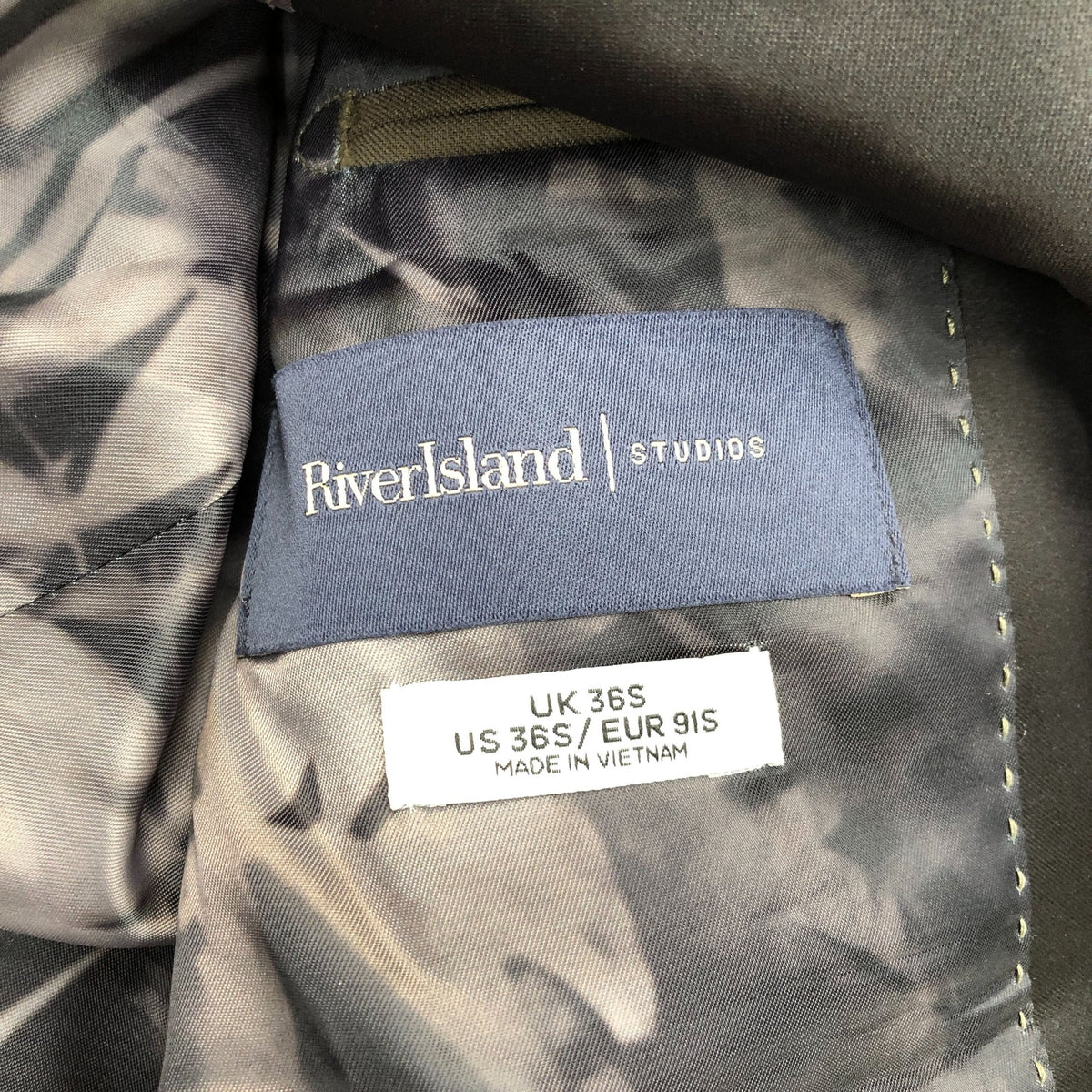 River Island Smart Suit Jacket Brown Tuxedo Style with Black Lapels 36S