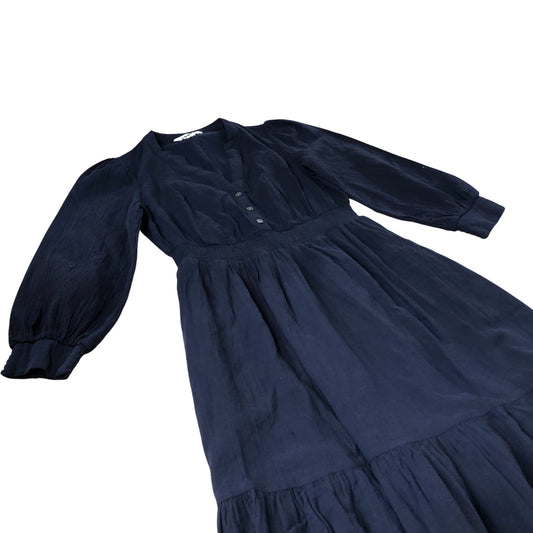 Boden Elena Double Cloth Midi Dress Women Blue Long Sleeve UK8