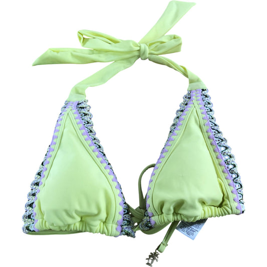 River Island Women's UK6 Yellow Triangle Bikini Top With Decorative Trim