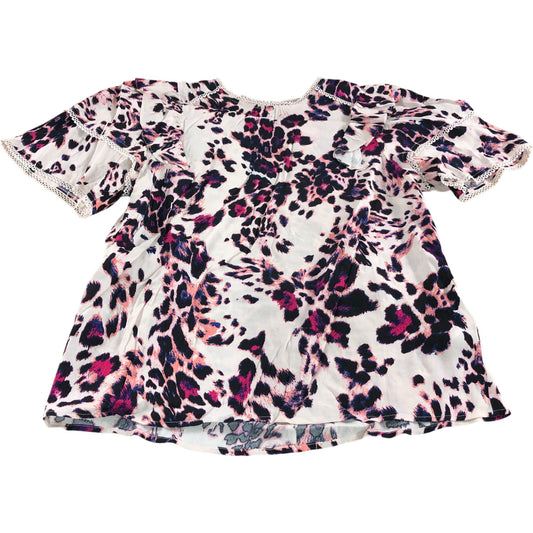 Love And Roses UK14 Women's Pink Animal Print Blouse Short Sleeve Soft Fabric