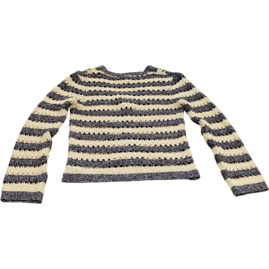 River Island Women's Size 8 Neck Cream Black Striped Cardigan