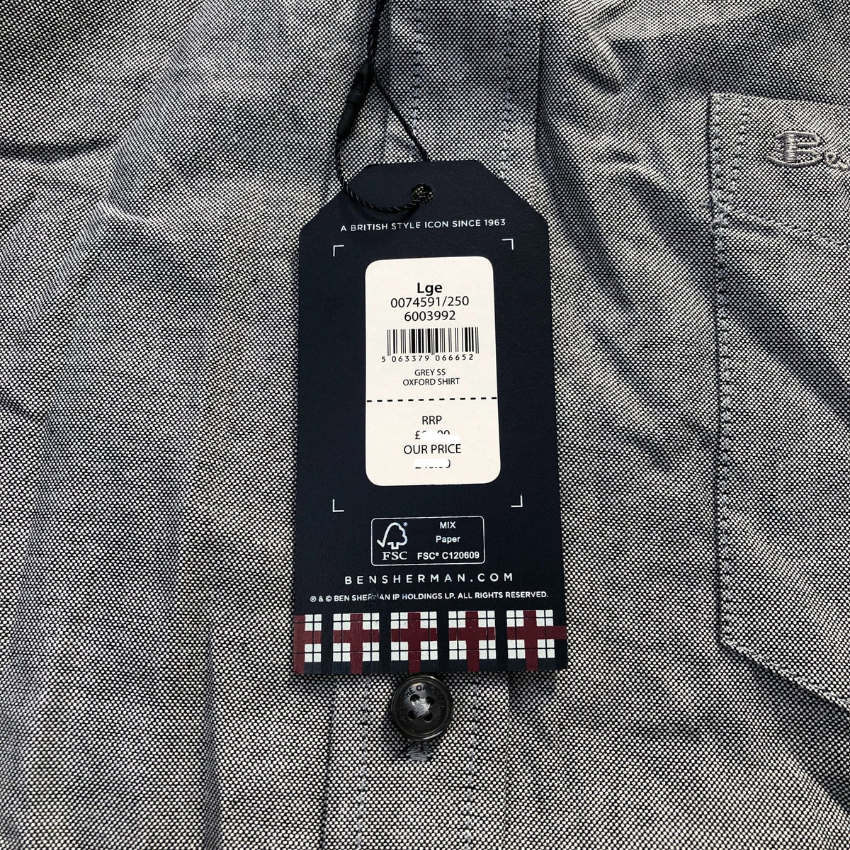 Ben Sherman Grey Short Sleeve Oxford Shirt Size L