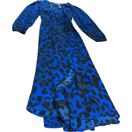 Branded Blue Leopard Print Dress - Size 16