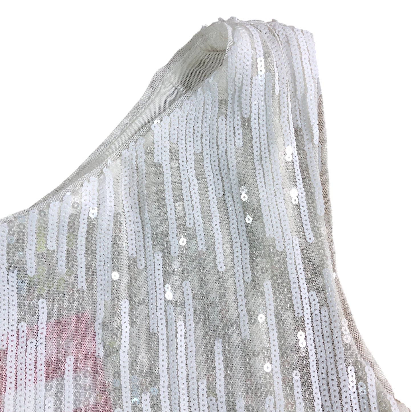 Branded White One Shoulder Sequin Top UK 12 Women's