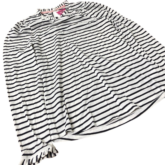 Long Sleeve Striped Top Women's Soft Cotton Blend Tencel White Navy UK12