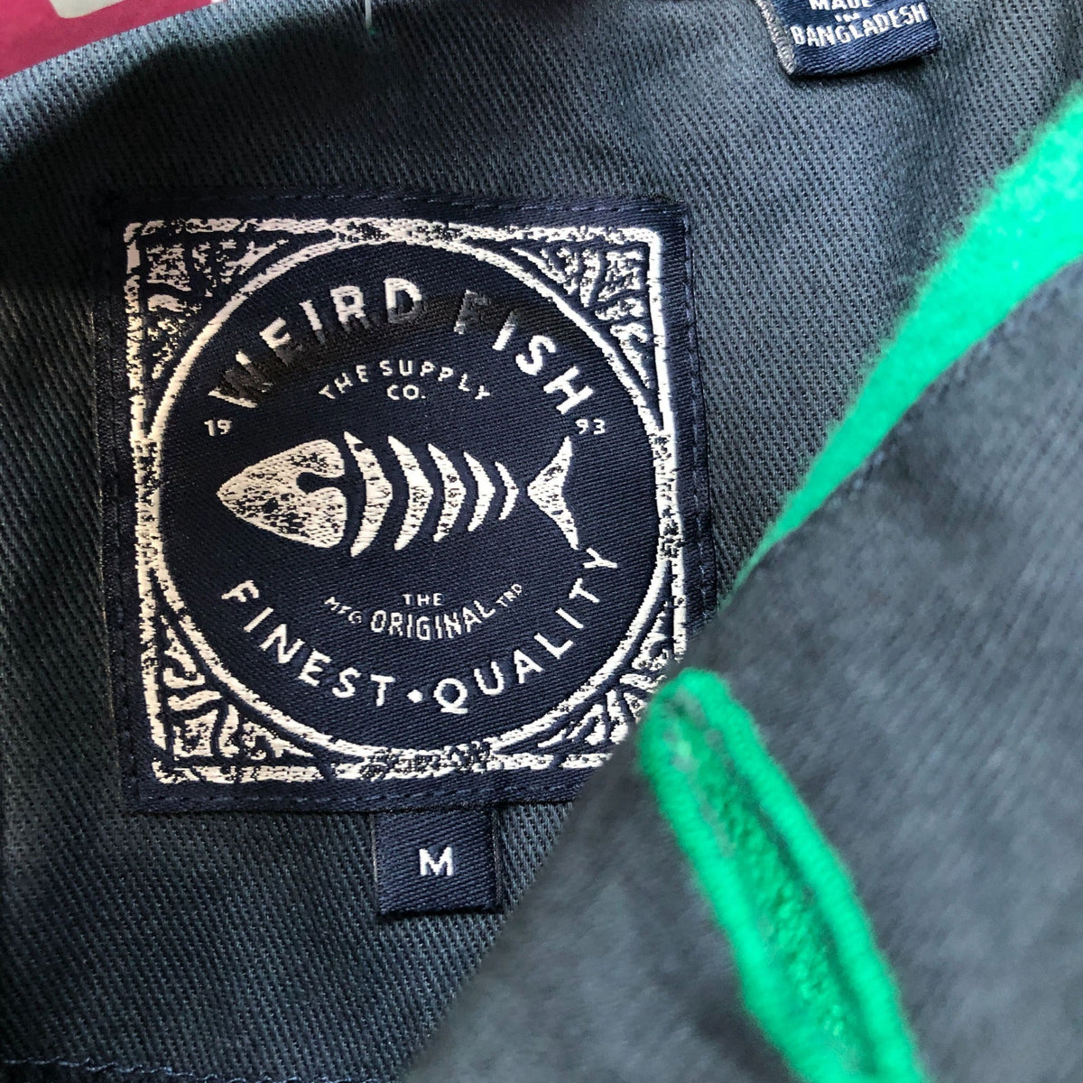 Weird Fish Green Button Up Fleece Size M