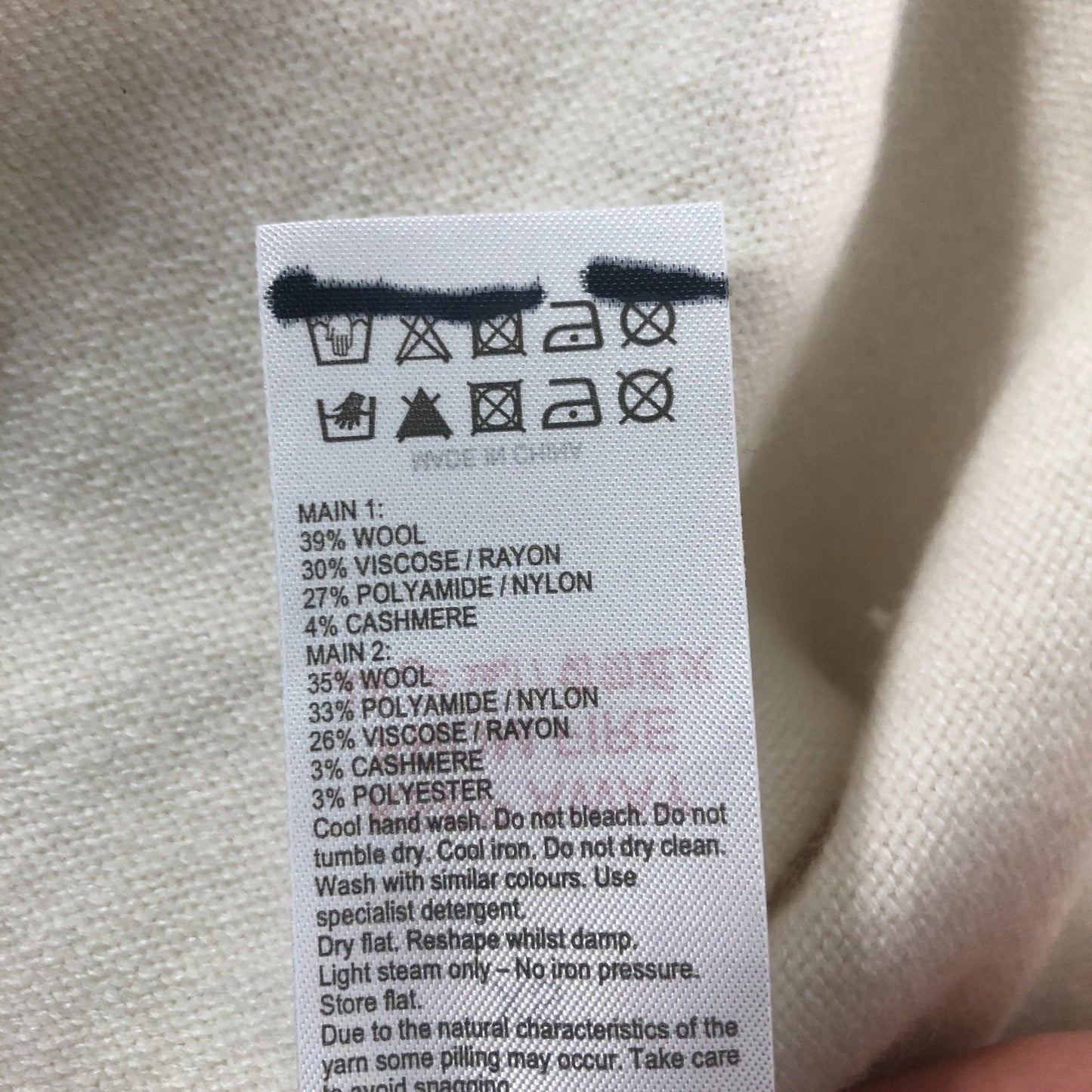 Branded Women's Cream Long Sleeve Sweater Striped Knit Design Cashmere UK 6