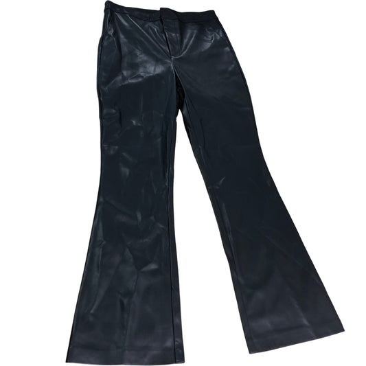 River Island Black Flared Trousers UK12 Women's Faux Leather High Waisted