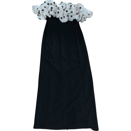 River Island Black Bardot Maxi Dress Women's Ruffled Polka Dot Medium