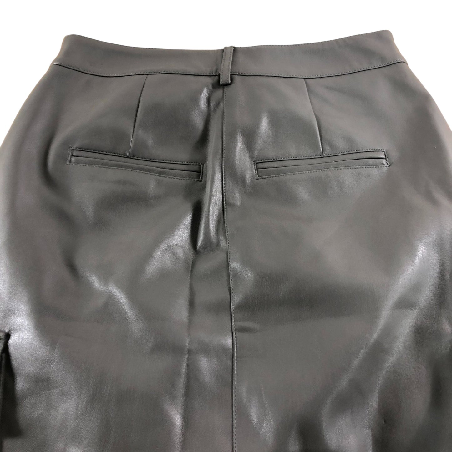 River Island Grey Leather Effect Skirt UK8 Women's Pockets