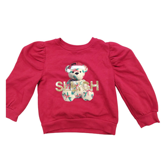 River Island Holiday Bear Sweatshirt 2-3 Years Unisex Red Cute Design