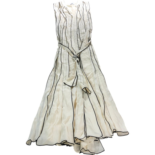 Branded Dress Women's UK Size 10 Cream Striped V Neck Sleeveless Stylish