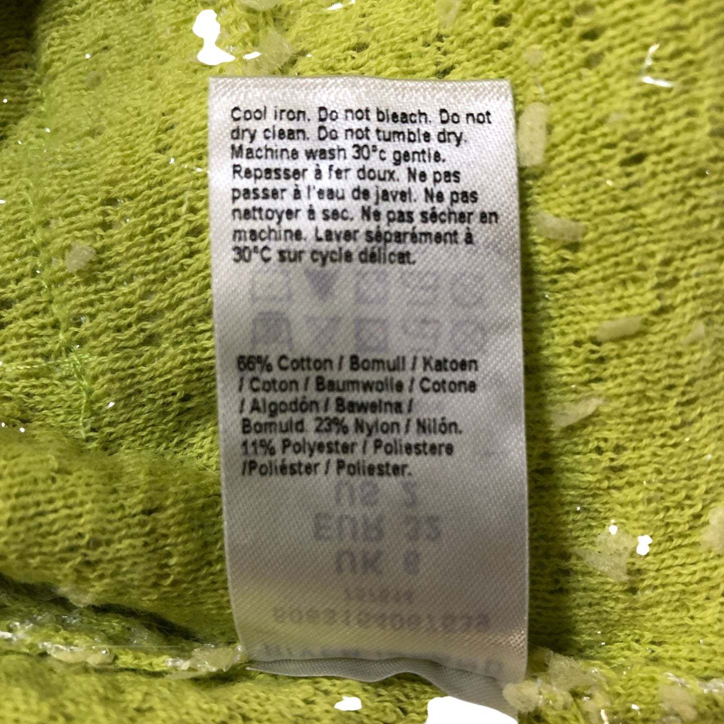River Island Size 6 Women's Lemon Green Short Sleeve Button Cardigan