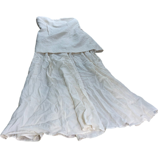 River Island Cream Hybrid Sheer Strapless Maxi Dress - Size 8