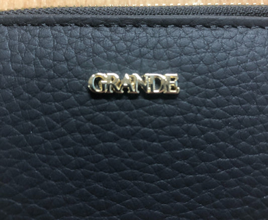 Grande 2805 Small Leather Bifold Wallet Black Genuine Leather Zip Closure