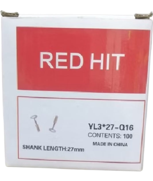 RED HIT Masonry Nails 27mm Shank Length Pack of 200 Fasteners