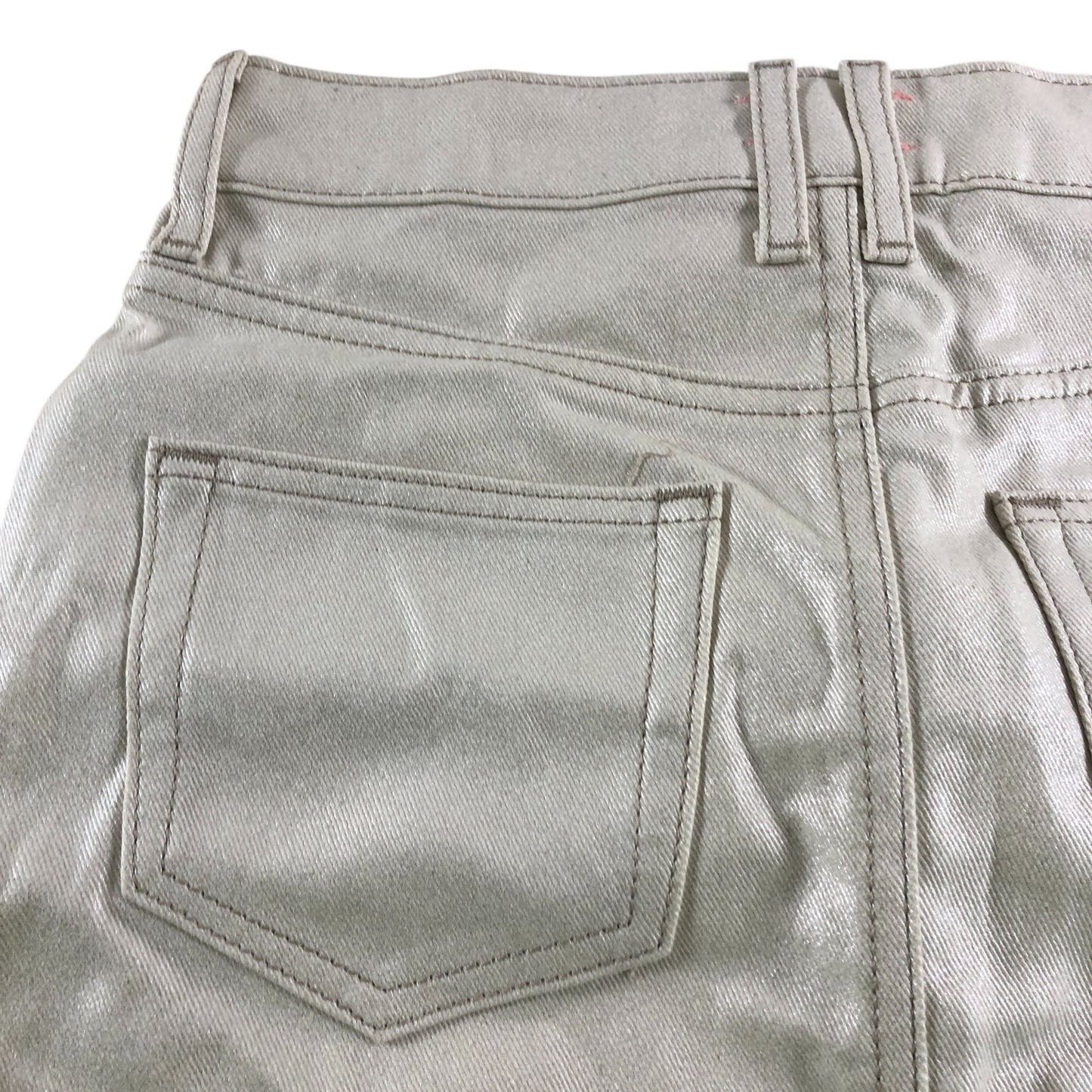 River Island Women's A Line Mini Skirt UK6 32 Beige Metallic Cotton Blend