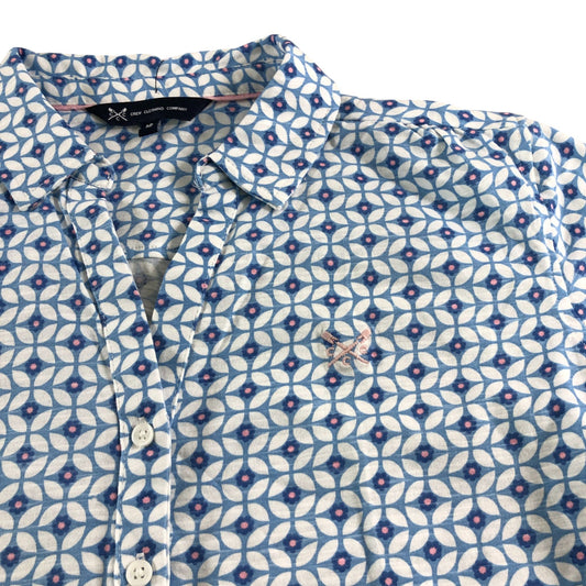 Crew Clothing Company Women's Size 12 Blue Floral Print Button Up Shirt