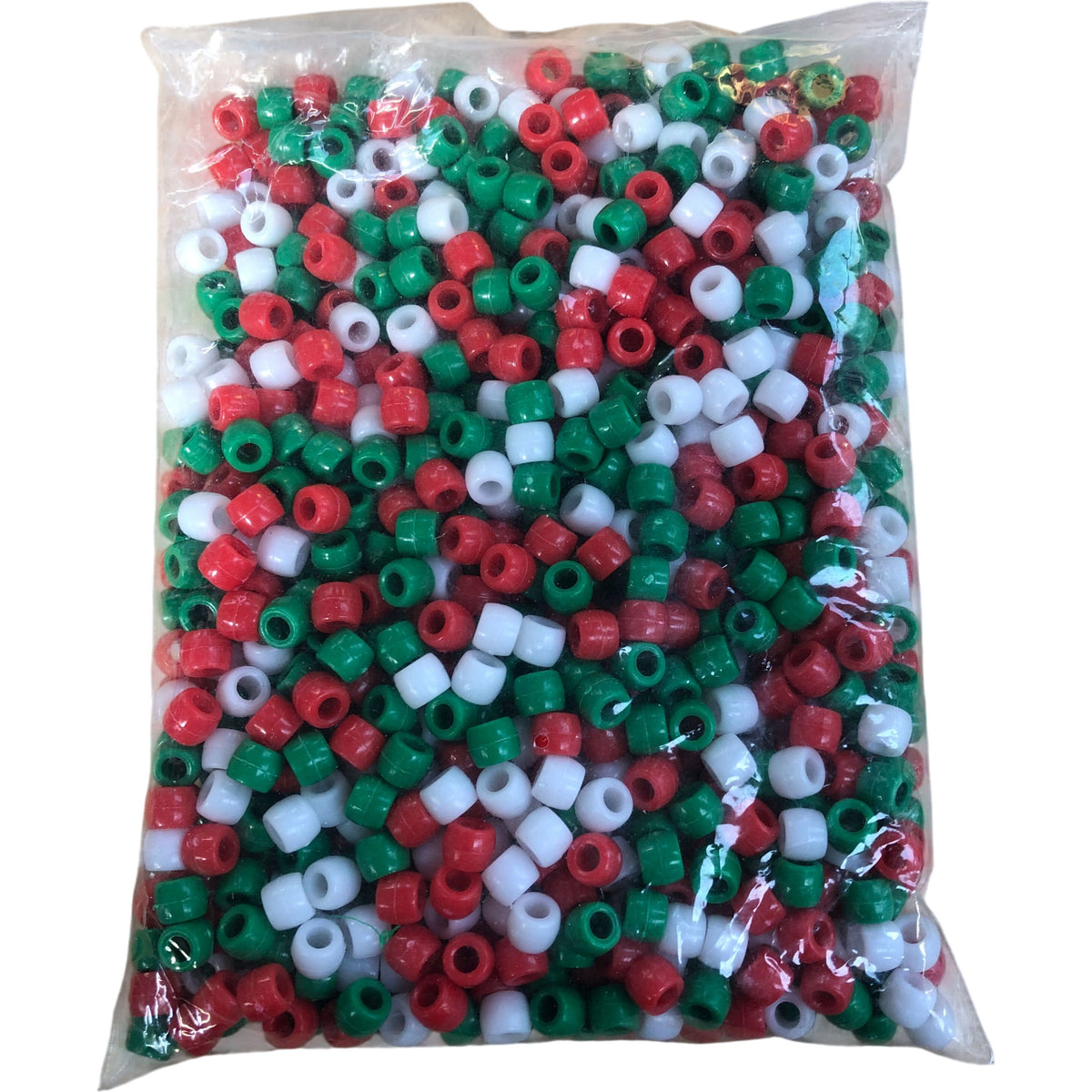 1000Pcs Plastic Round Pony Beads Christmas Red Green White Crafting