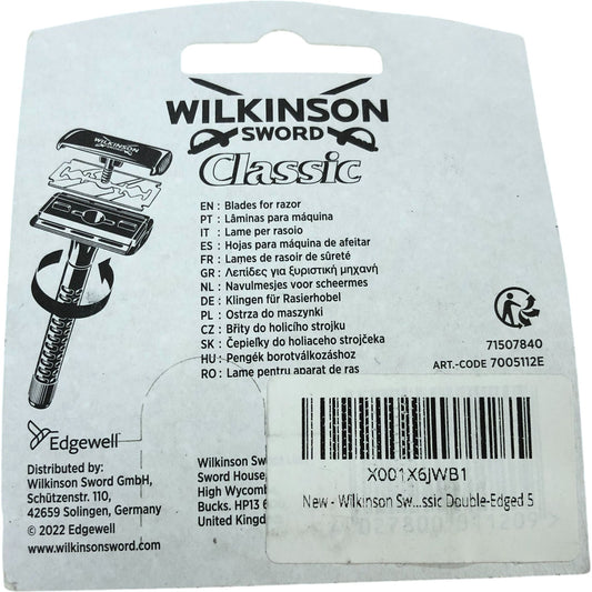 Wilkinson Sword Classic Double Edged Razor Blades Pack of 5 New Gillette