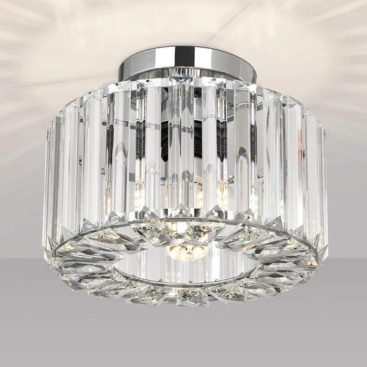 Frideko Home Crystal Ceiling Light Fixture Chrome Retro Style Lighting