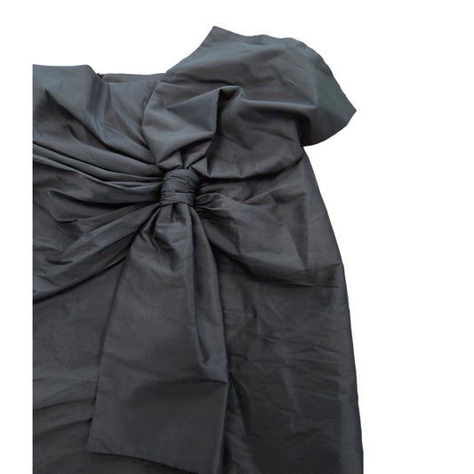 River Island Women's Black Skirt Size 16 Stylish Bow Detail High Waisted