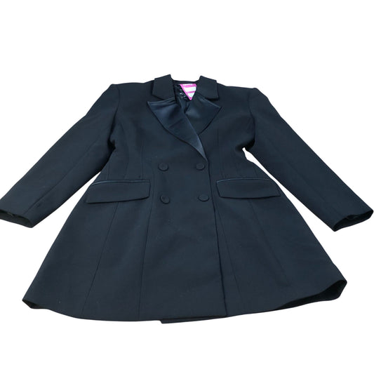River Island Double Breasted Blazer Jacket UK12 Women's Black Satin Lapel Smart