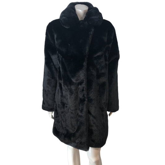 Sosandar Women's Faux Fur Coat Size 18 Black Luxurious Warm Jacket