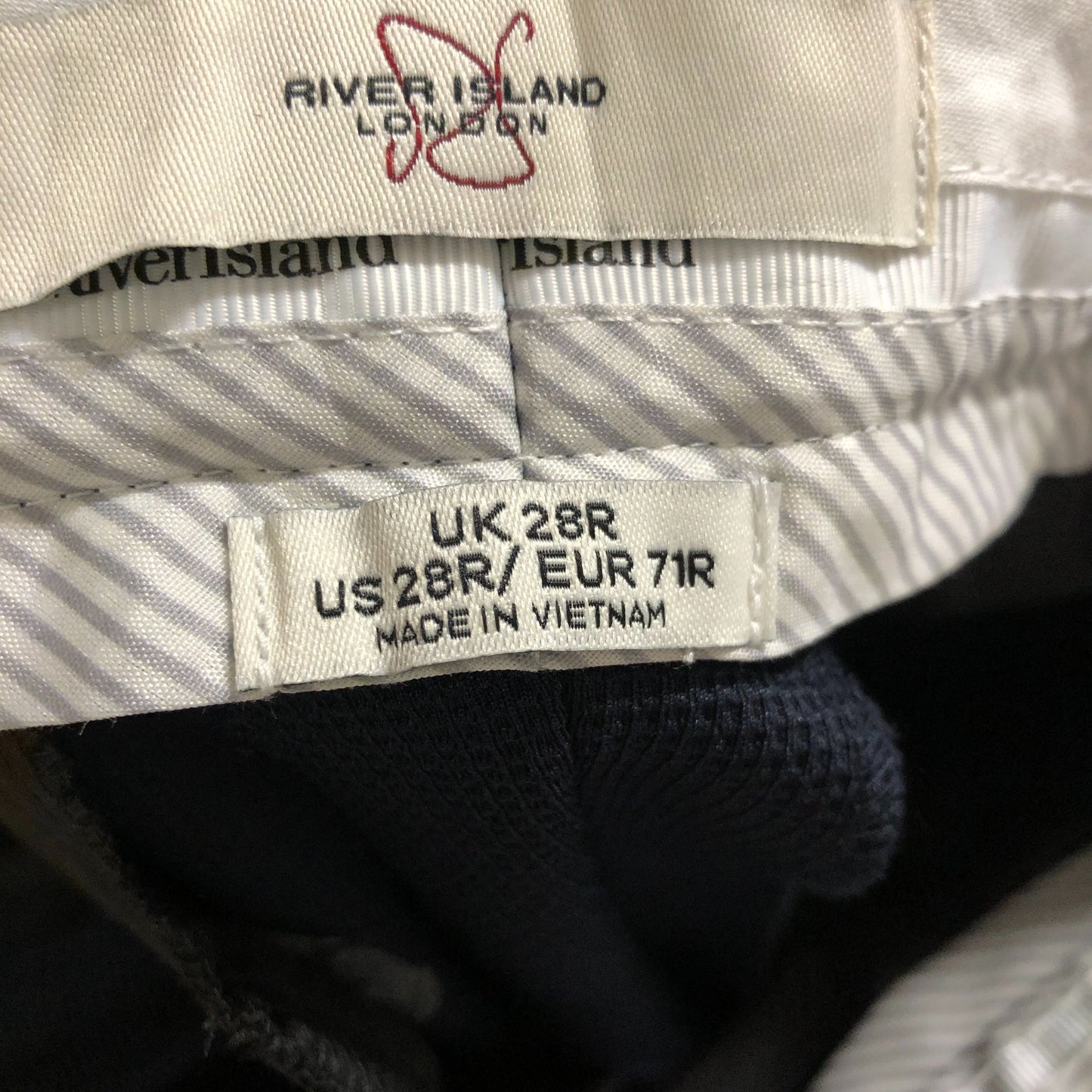 River Island W28 L32 Slim Fit Trousers Men Navy Formal Pants