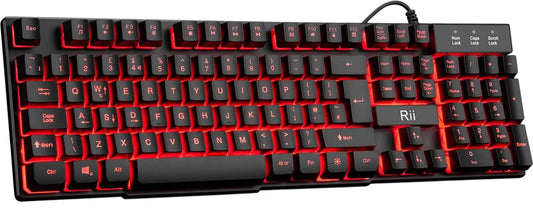 Rii Gaming Keyboard RK100 Light Up Keyboard Mechanical Keyboard Red/Purple/Blue