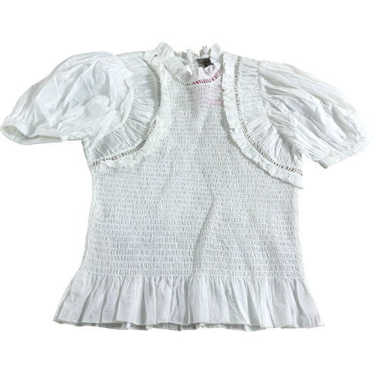 River Island Studios UK6 Women's White Smocked Top With Puff Sleeves