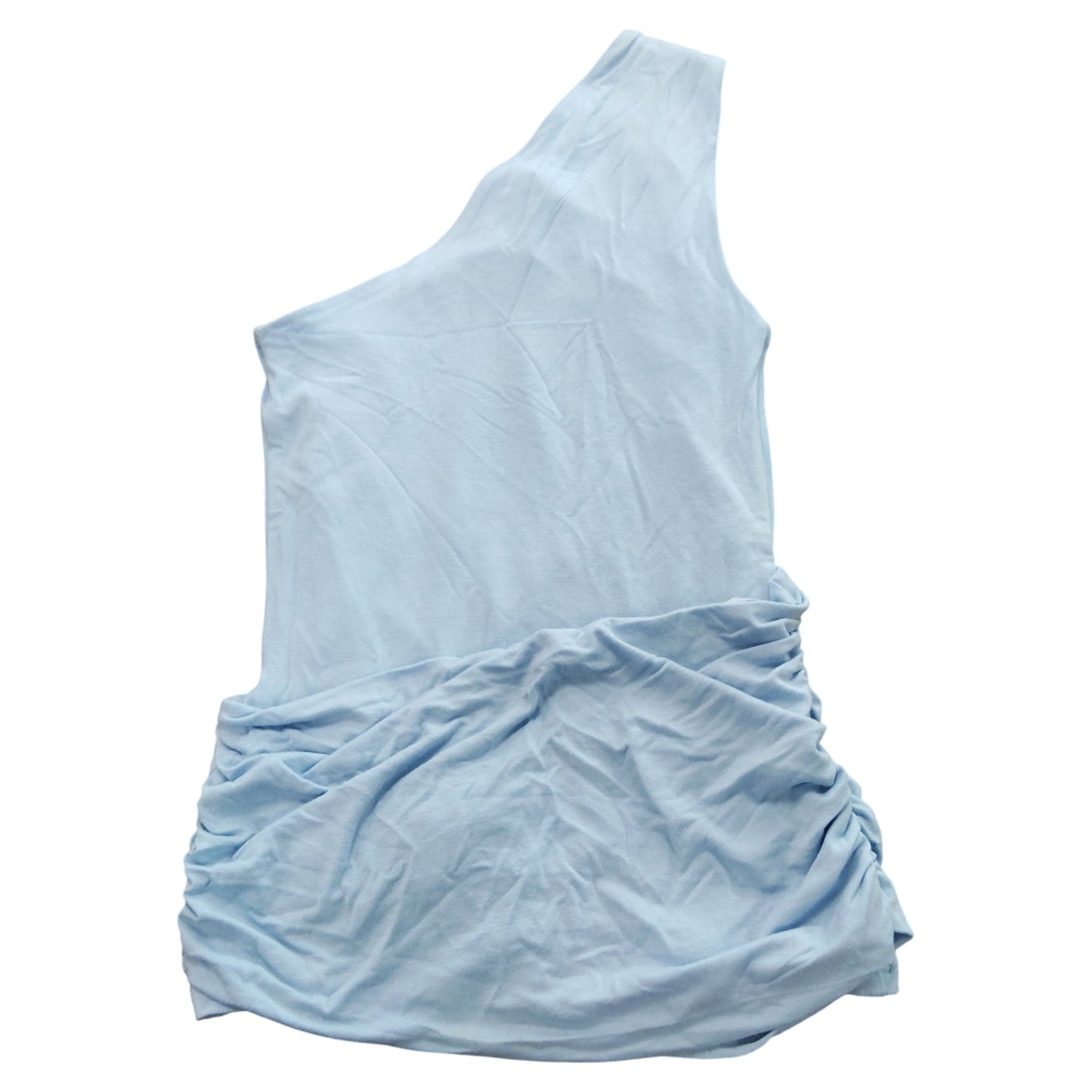 River Island One Shoulder Top UK XS Women's Light Blue Floral Design