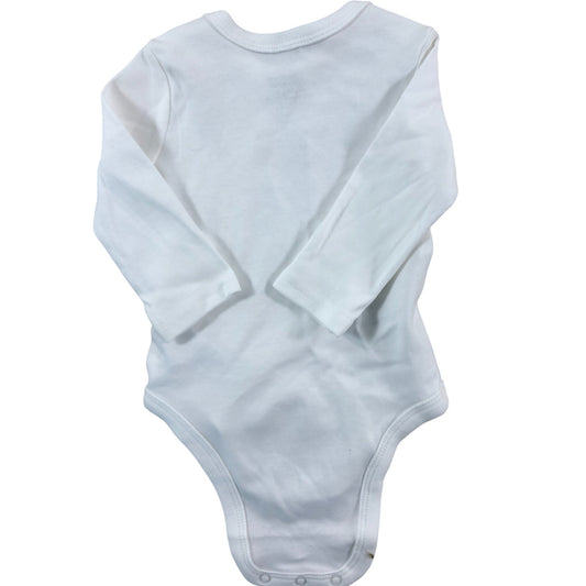Mamas And Papas Baby Bodysuit 0 3 Months White Long Sleeve Cotton Cute Design