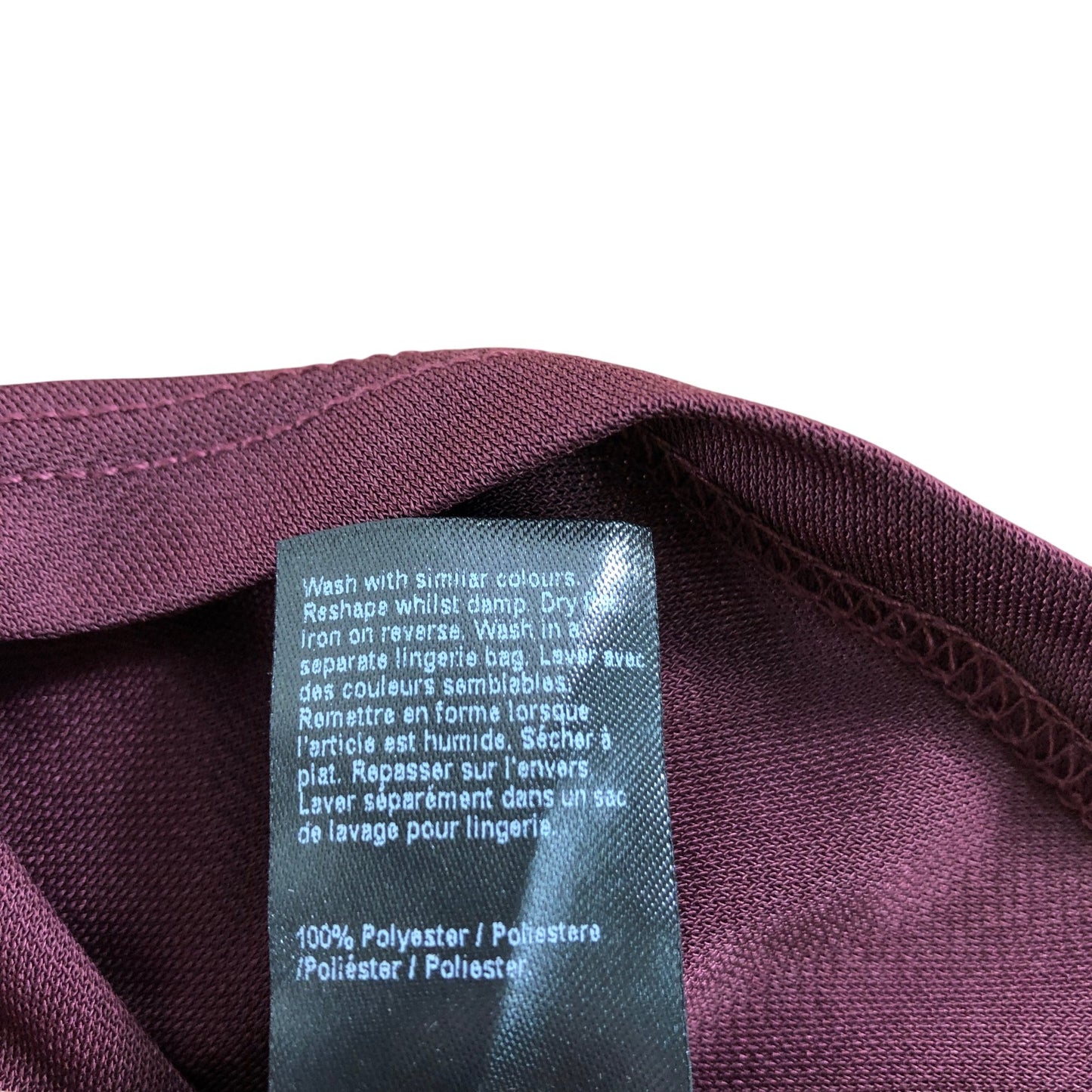 River Island Burgundy Shell Trim Drape Top - Size L