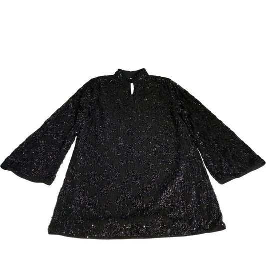River Island Embellished Black Dress UK12 Women's Long Sleeve Sequin