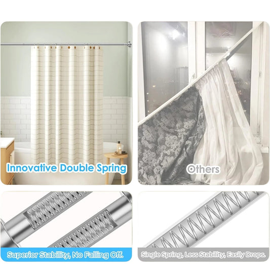 AIZESI Expandable Shower Curtain Rod 41-75in Double Spring Stainless Steel