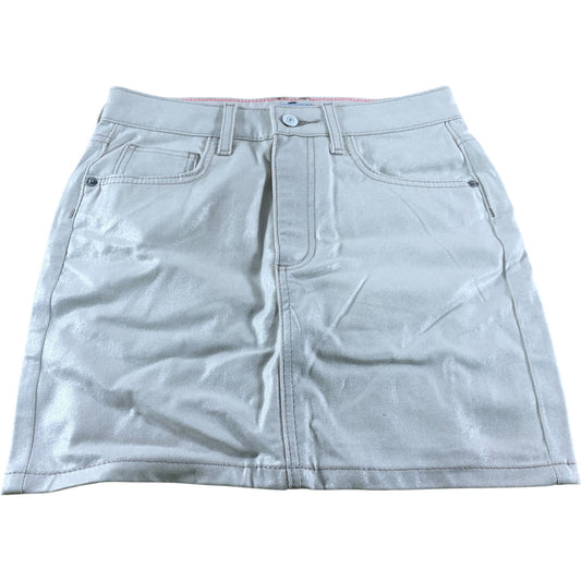 River Island Women's A Line Mini Skirt UK6 32 Beige Metallic Cotton Blend