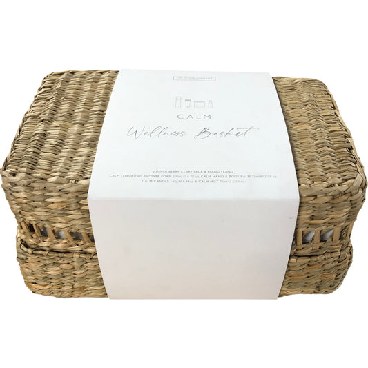 Branded Calm Wellness Basket Gift Set Shower Foam Candle Balm