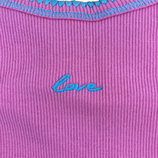 RIVER ISLAND Love Ribbed Vest Top UK9-10 Years Girls Pink Casual Wear
